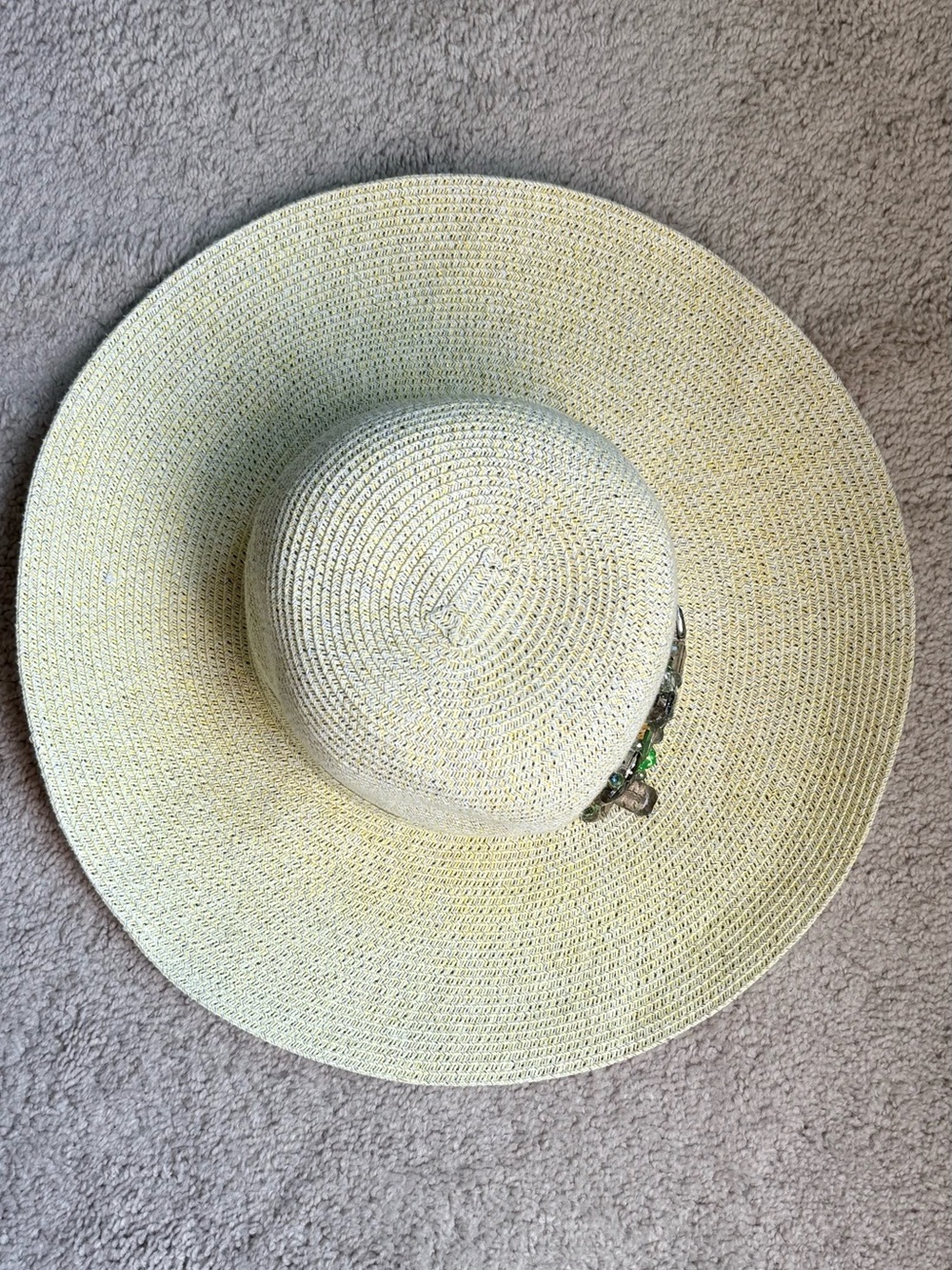 Sun N Sand UPF 50+ Wide Brim Hat Jeweled Rhinestone Embellished OOAK - Picture 7 of 7